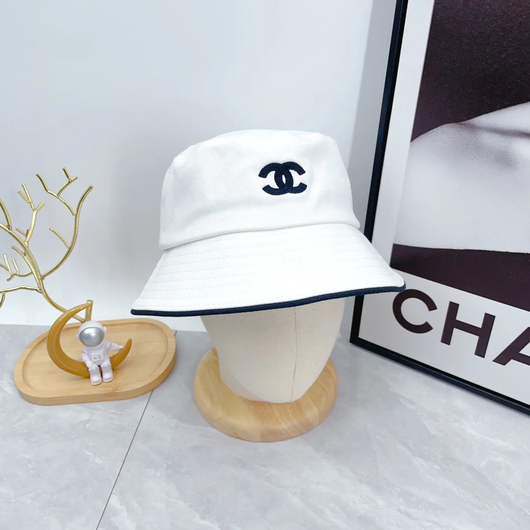Chanel Bucket Hat in White & Blue & Black · view 3