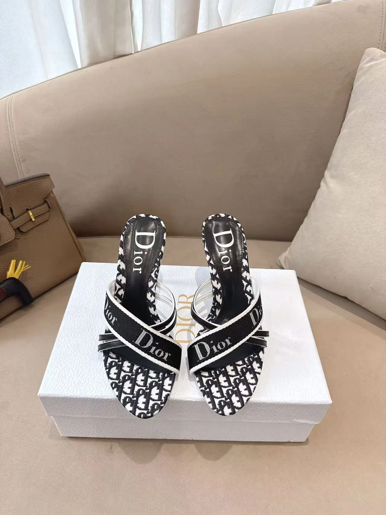 Dior Sheepskin Pointed-Toe Mules in Black · view 2