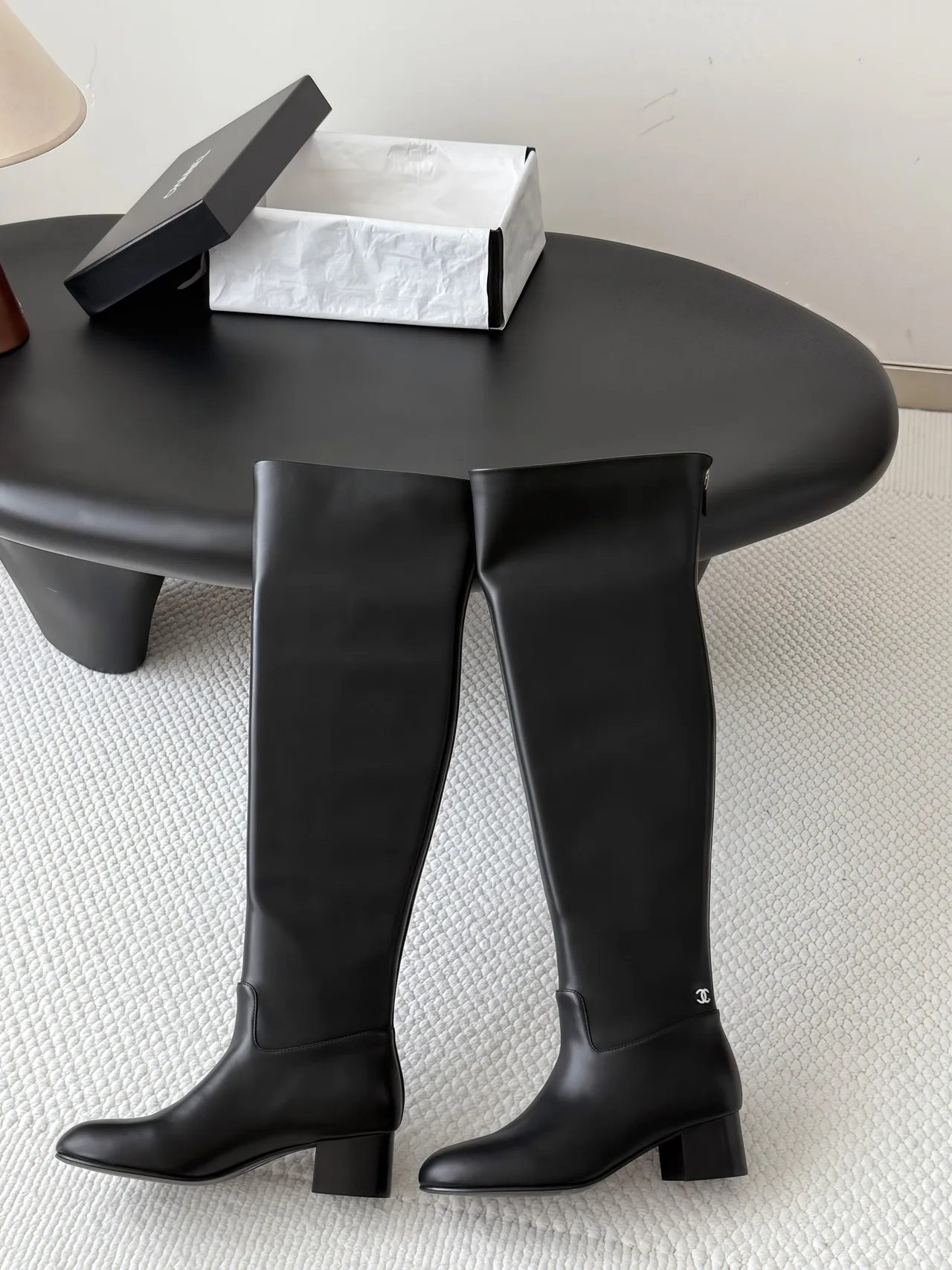 Chanel Sheepskin Boots in Black · view 6