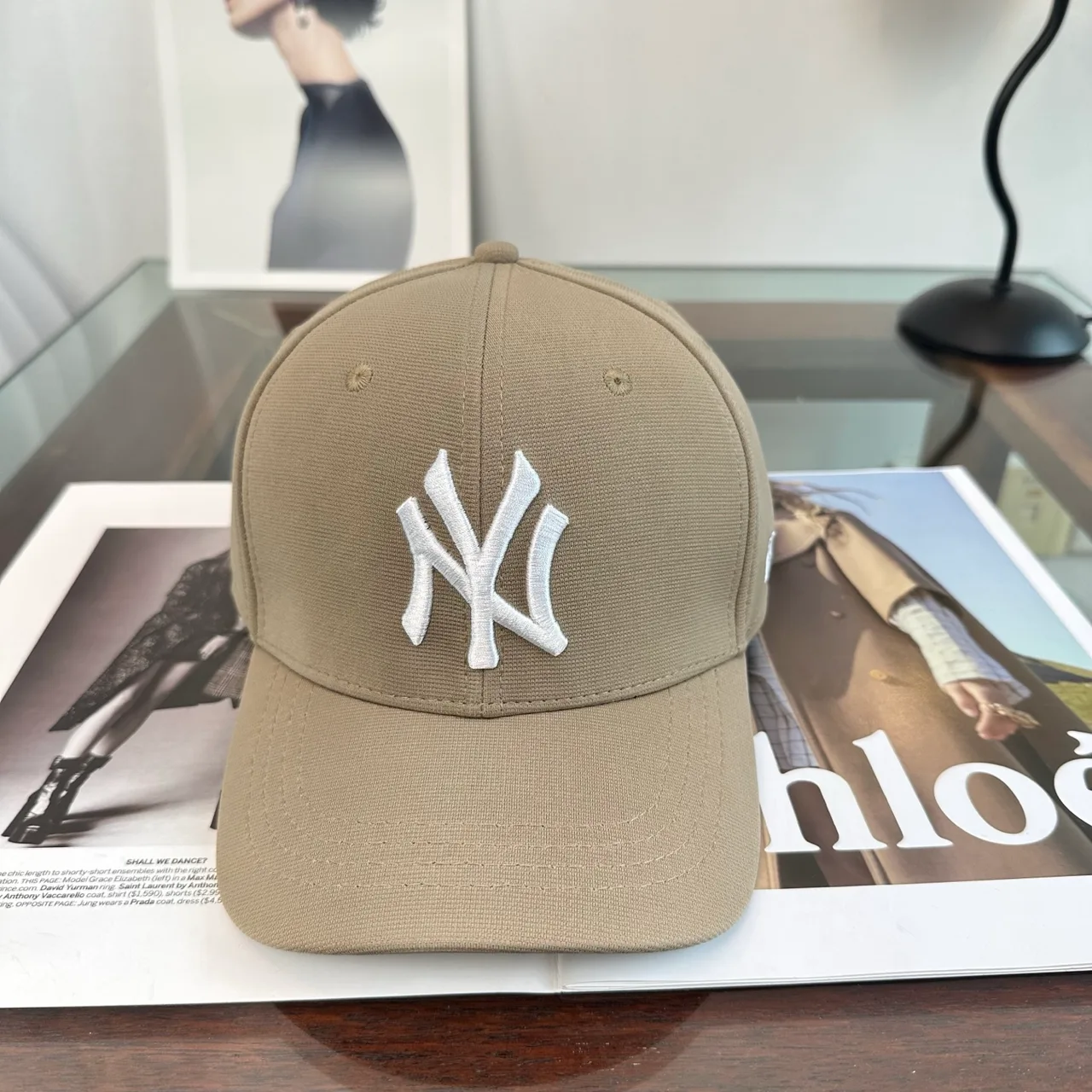 New Era Embroidered Baseball Cap in Tan · view 1