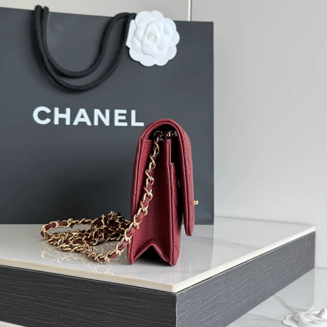 Chanel Calfskin Quilted Clutch in Burgundy · view 4