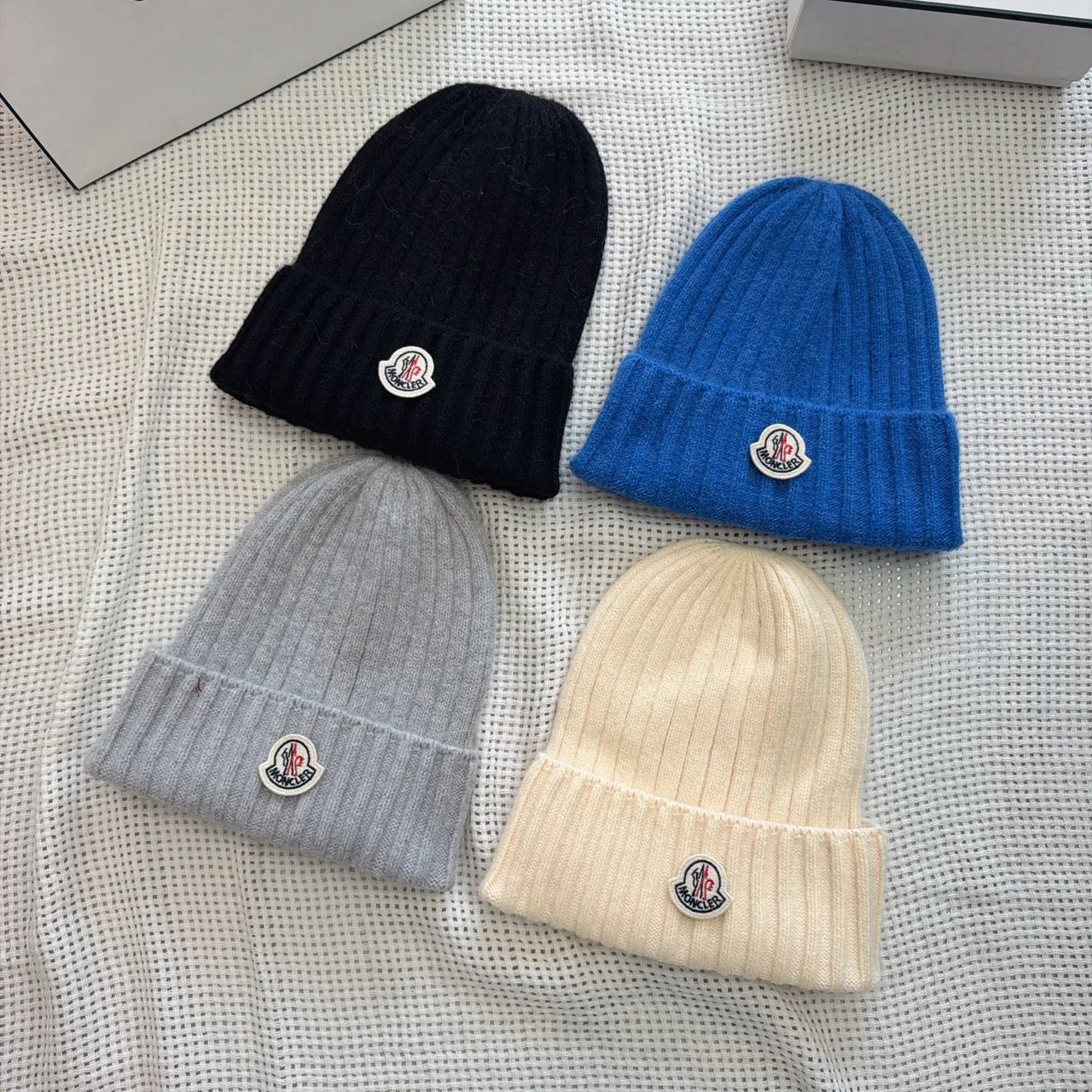 Moncler Ribbed beanie in Yellow & Pink & Purple & Black & Blue & Grey & Cream · view 5