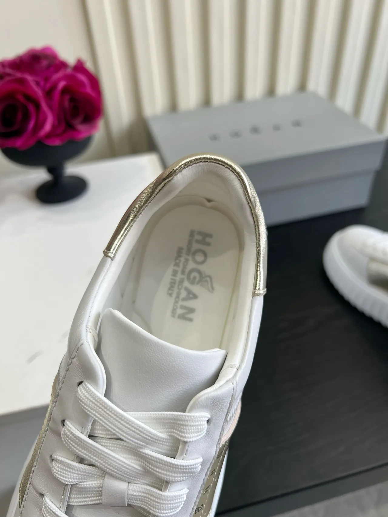 Hogan Cowhide Lace-Up Sneakers in White · view 8