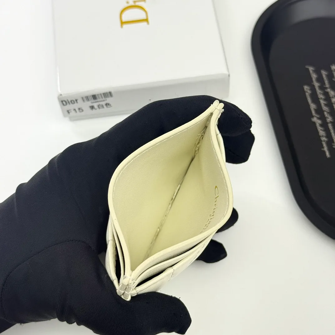 Dior Calfskin Quilted CD Cardholder in White · view 7