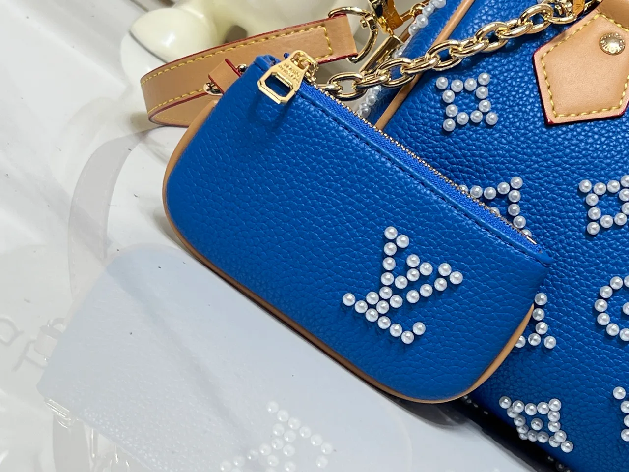 Louis Vuitton Calfskin Speedy Handbag in Blue · view 6