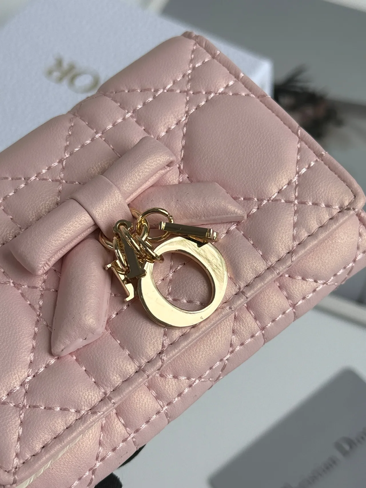 Dior Calfskin Quilted Glossy Wallet in Pink · view 4