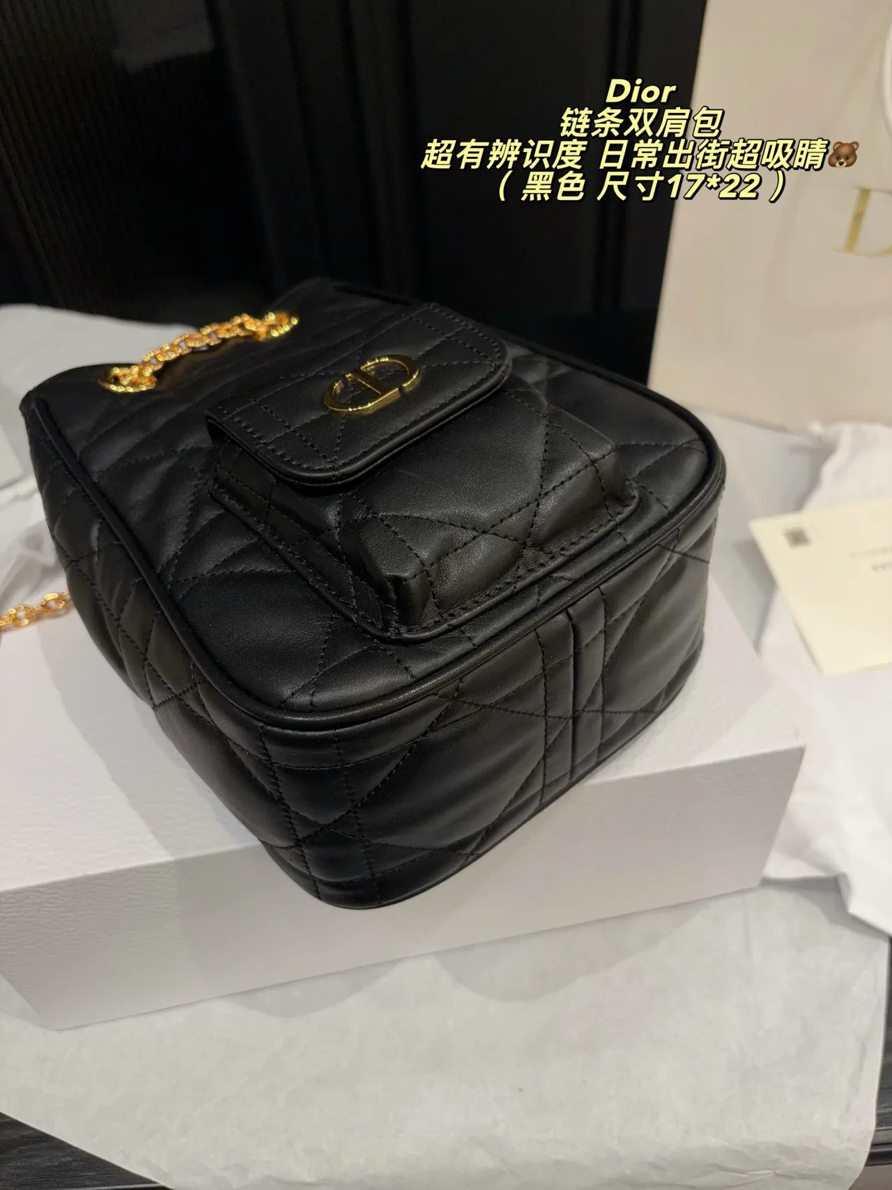 Dior Quilted Bucket Bag in Black · view 6