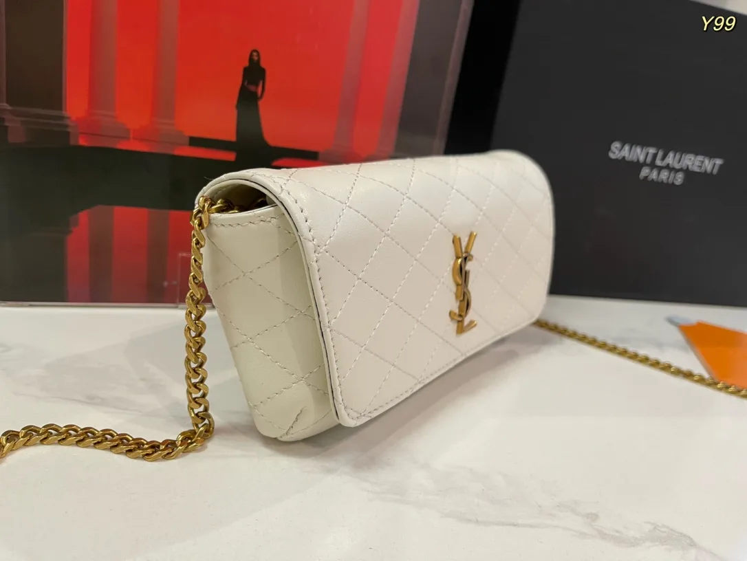Saint Laurent Sheepskin Chain Wallet in White · view 4