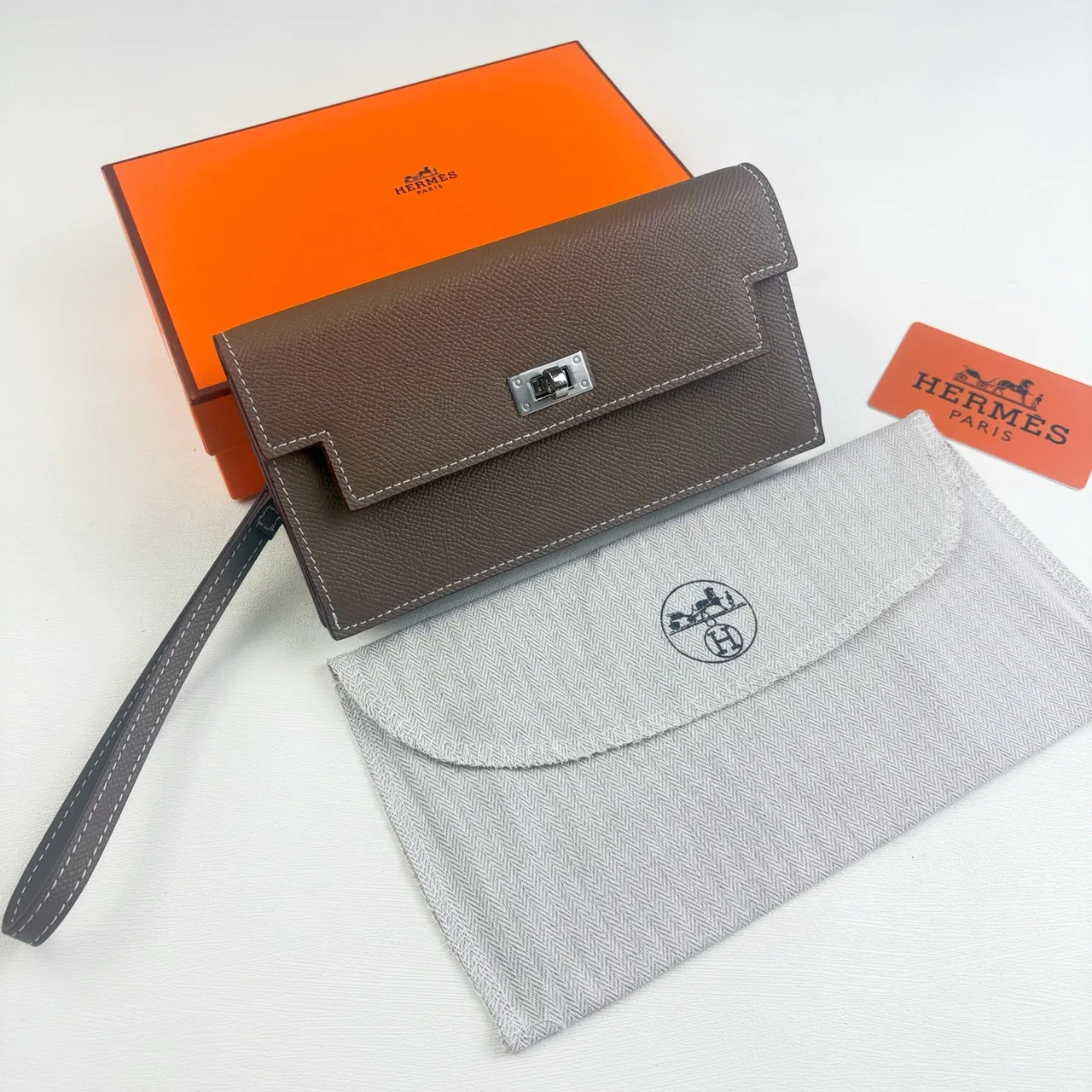 Hermes Wristlet Wallet in Orange & Blue & Grey & Black & White & Brown & Red · view 7