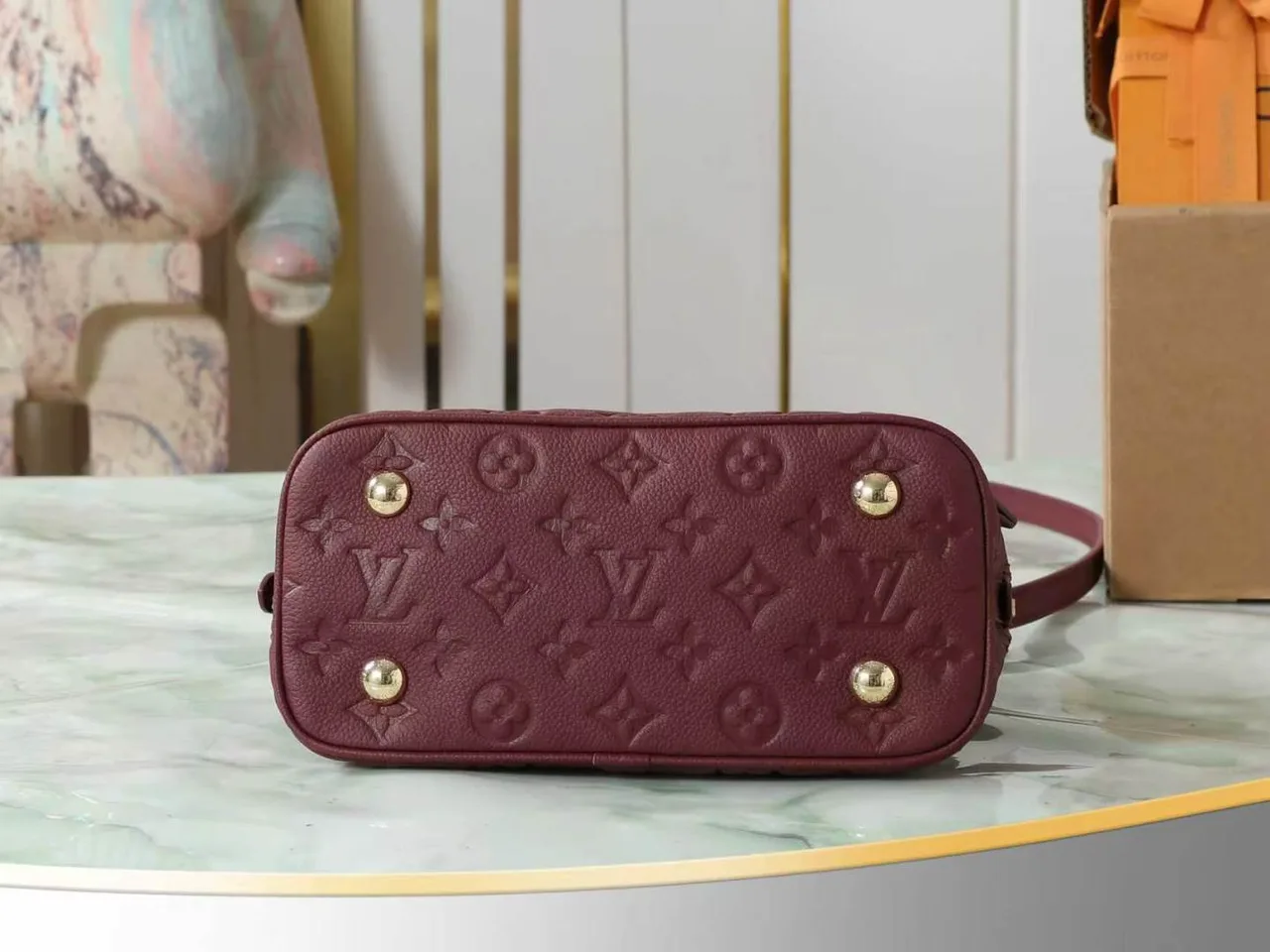 Louis Vuitton Leather Quilted Top-Handle Bag in Burgundy · view 4