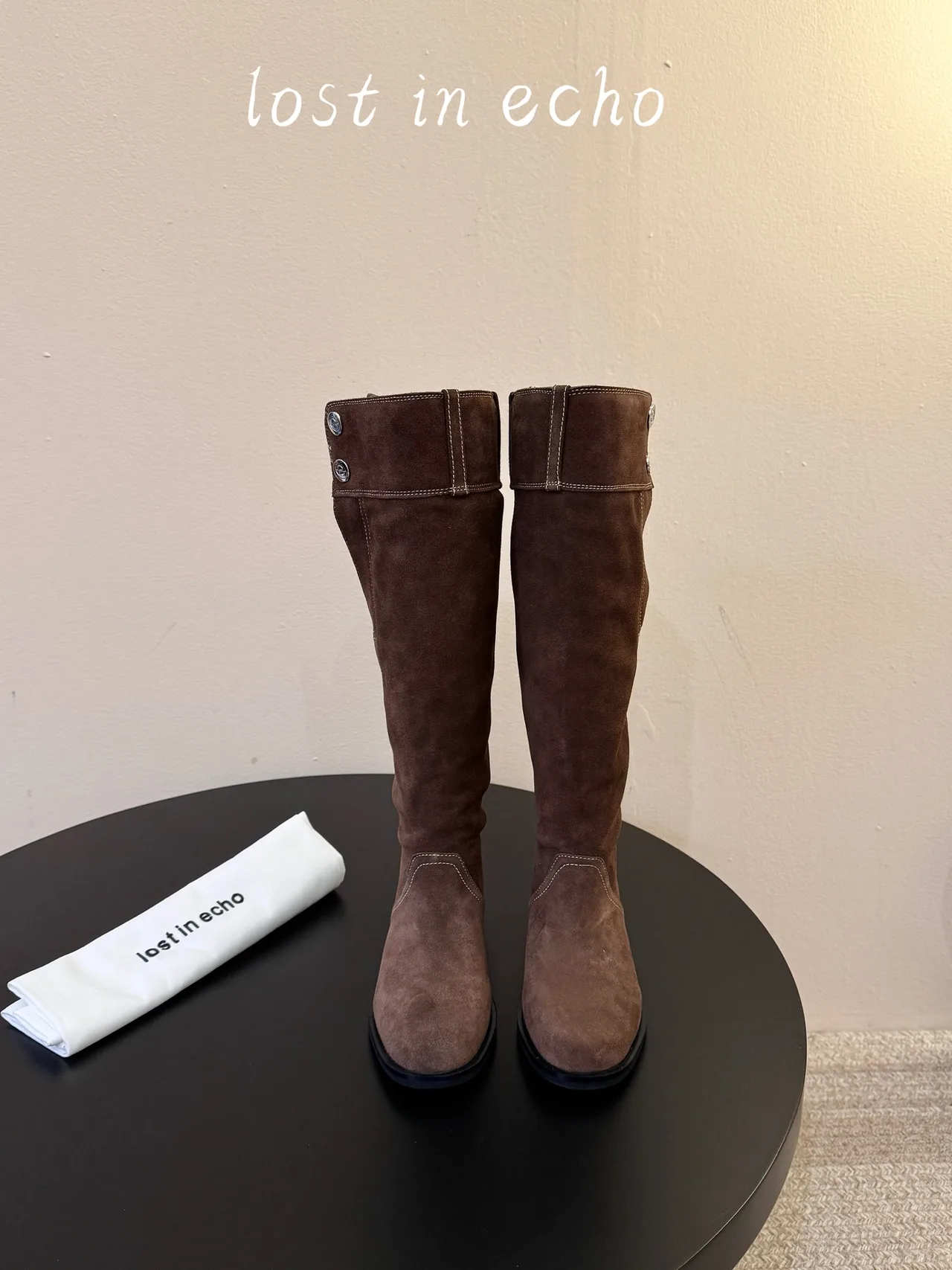 Lost in Echo Suede-Look Knee-High Boots in Brown · view 1