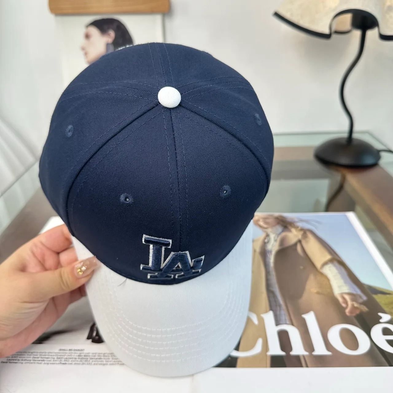 LA Letter Colorblock Baseball Cap in Grey & Brown & Black & Blue · view 6