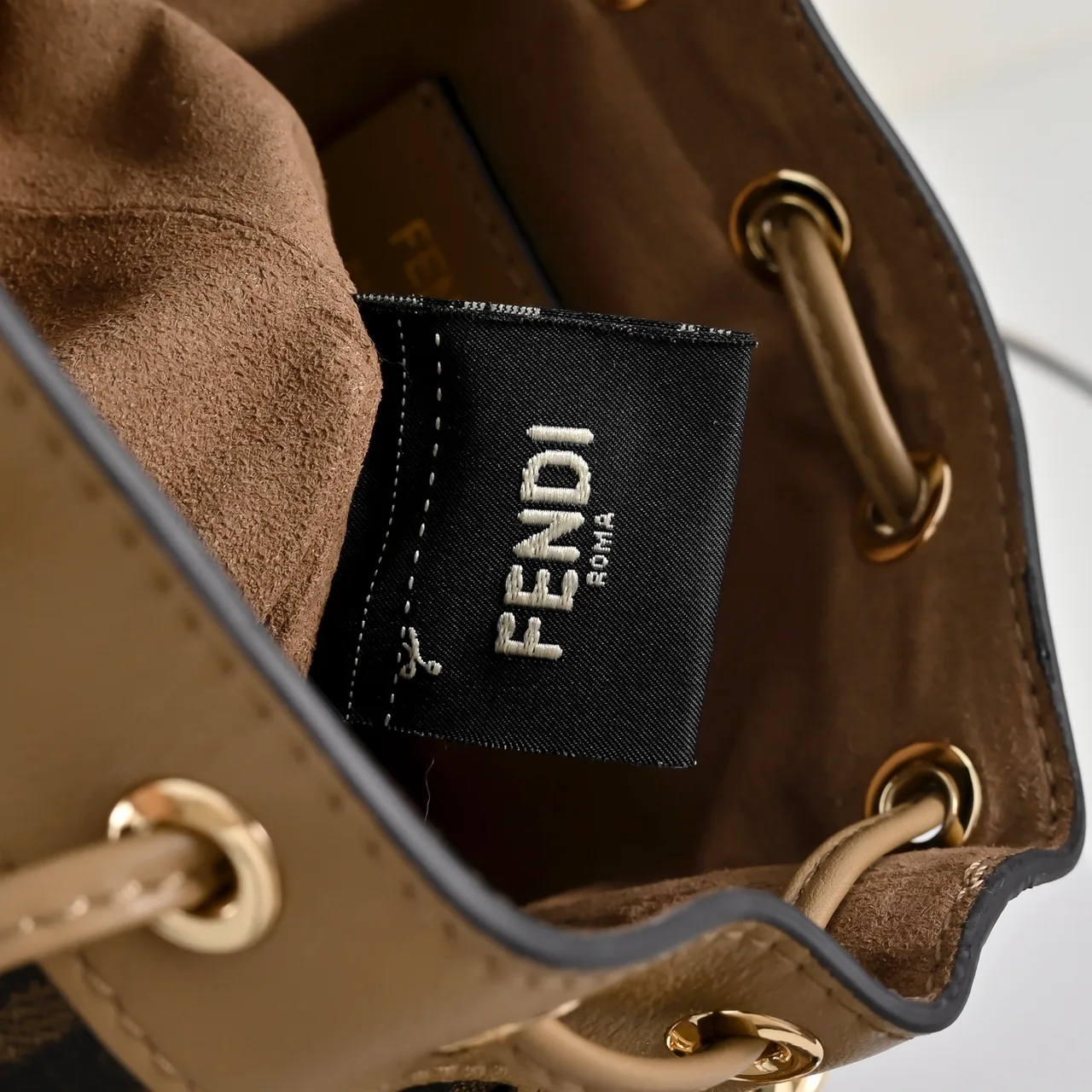 Fendi Calfskin Smooth Bucket Bag in Brown · view 8