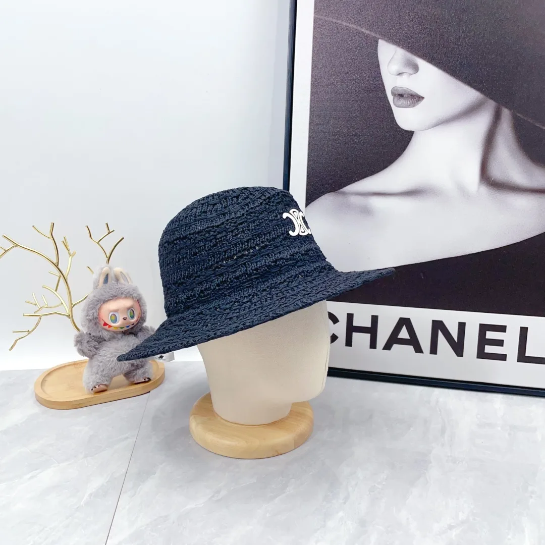 Celine Woven Embroidered Bucket Hat in Black · view 4