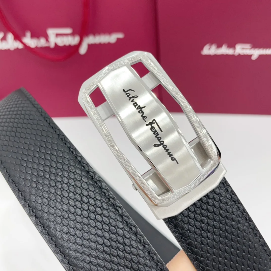 Ferragamo Calfskin Belt in Black · view 5