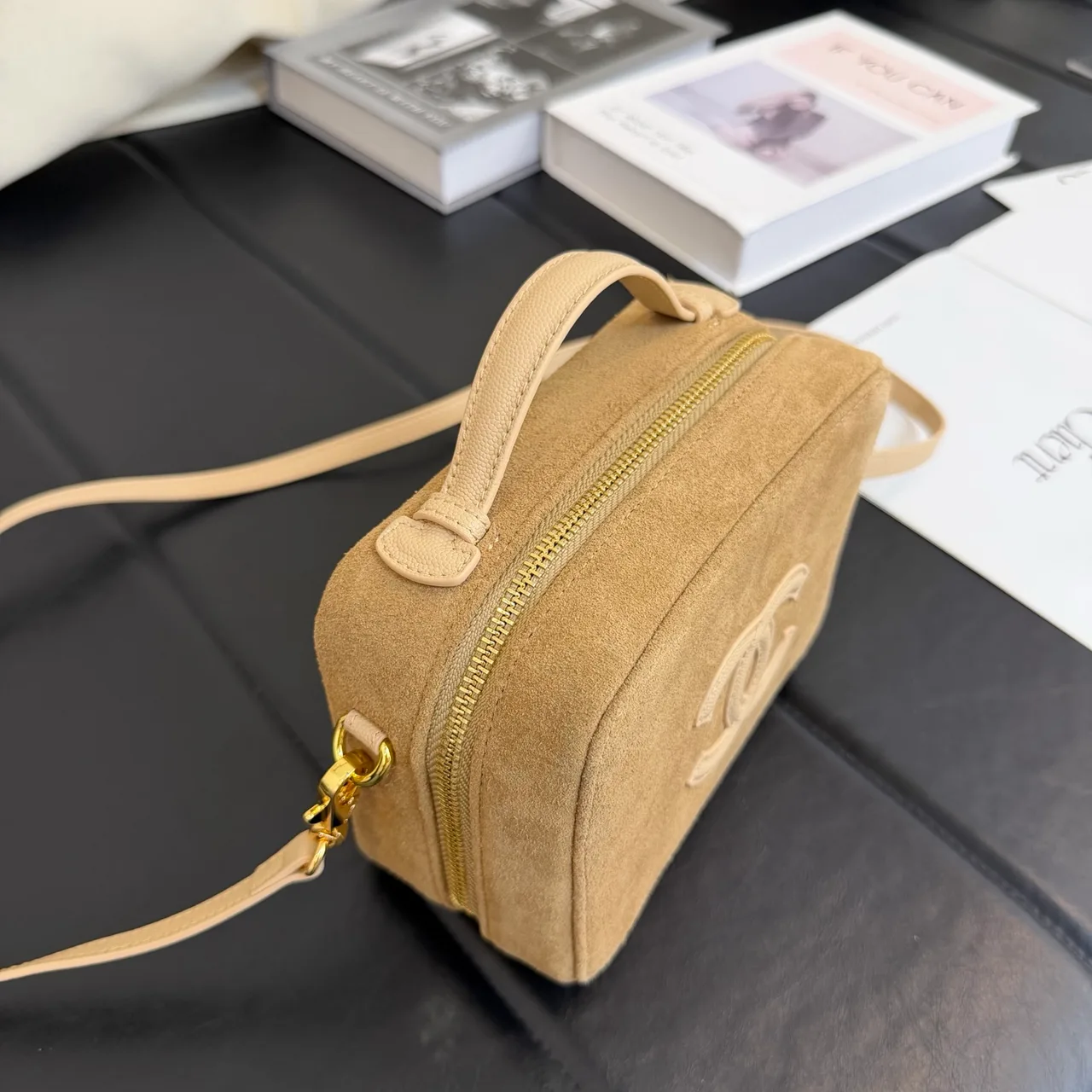 Chanel Quilted CC Vanity Bag in Beige · view 5