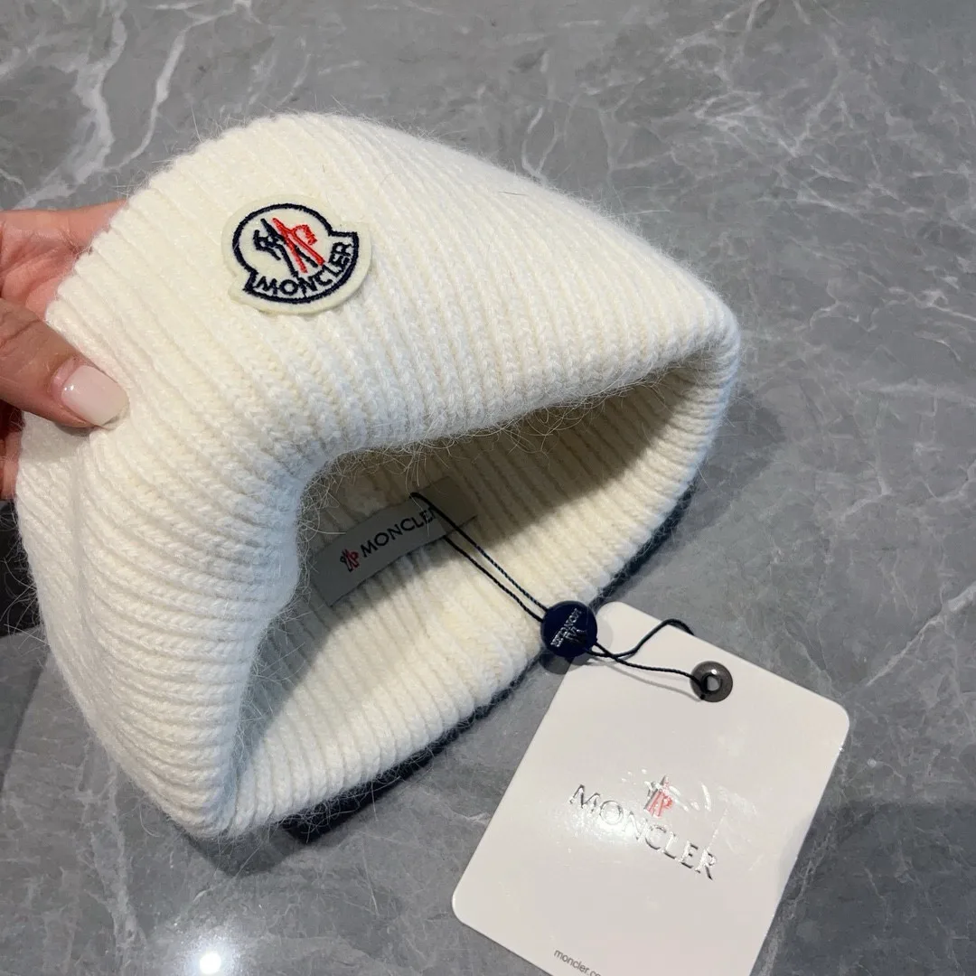 Moncler Beanie in White & Black · view 7