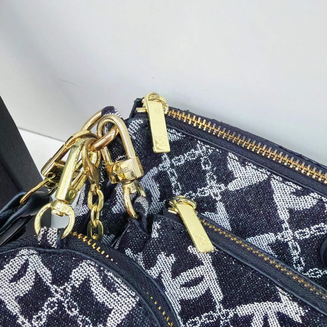 Chanel Monogram Chain-Strap Shoulder Bag in Black · view 4
