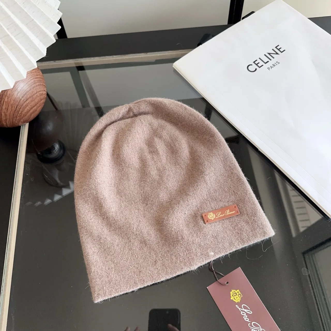 Celine Smooth Beanie in Brown · view 3