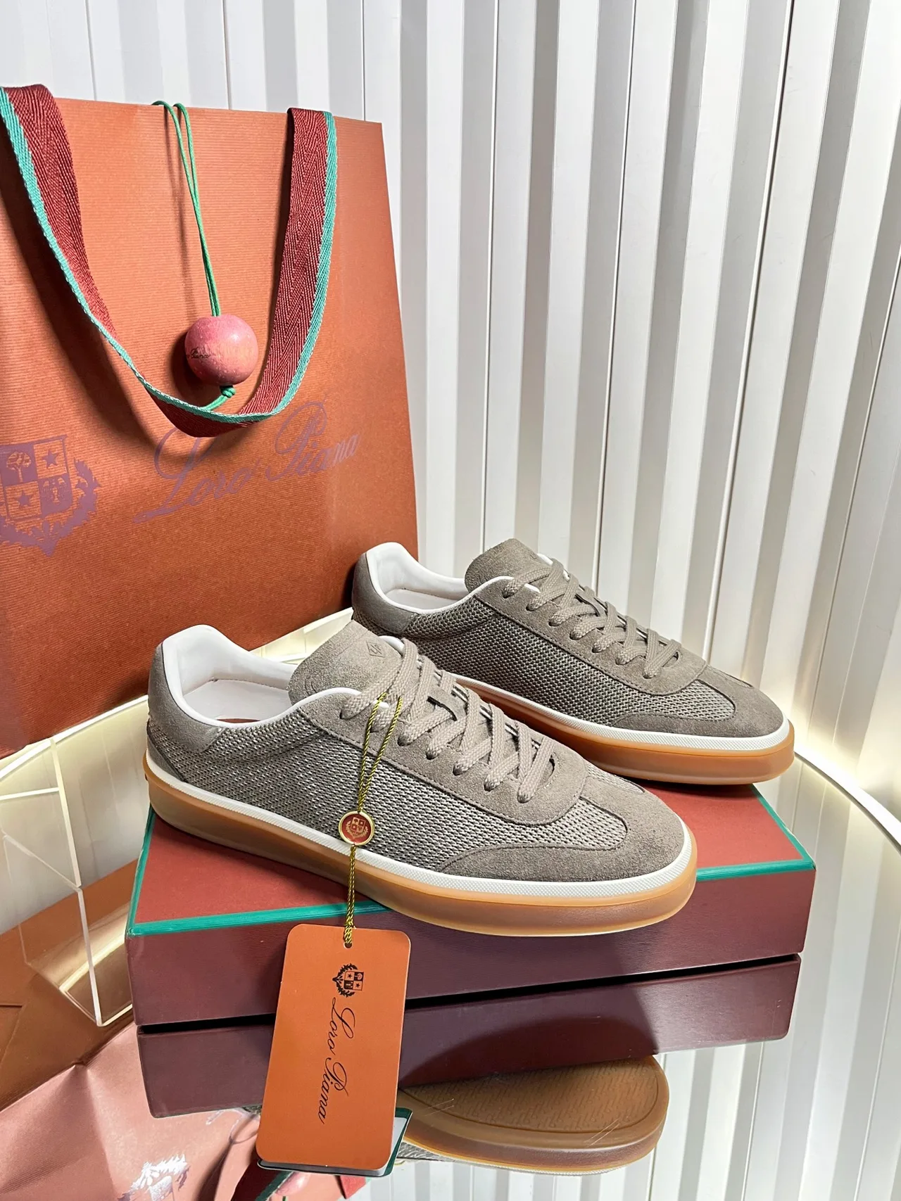 Loro Piana Cashmere Low-Top Sneakers in Grey · view 2
