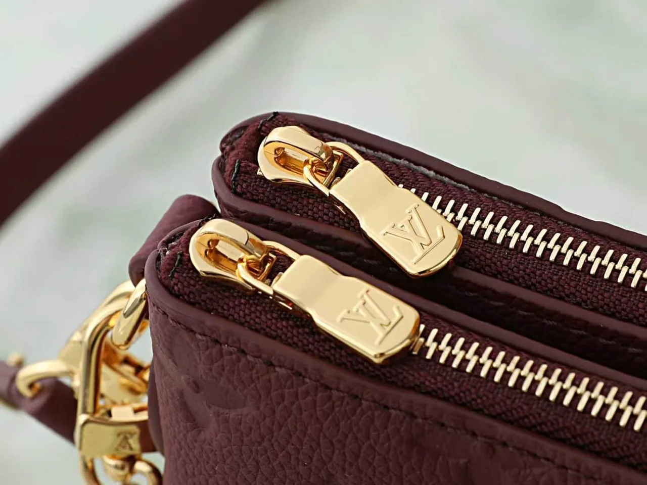 Louis Vuitton Leather Quilted Clutch in Burgundy · view 6