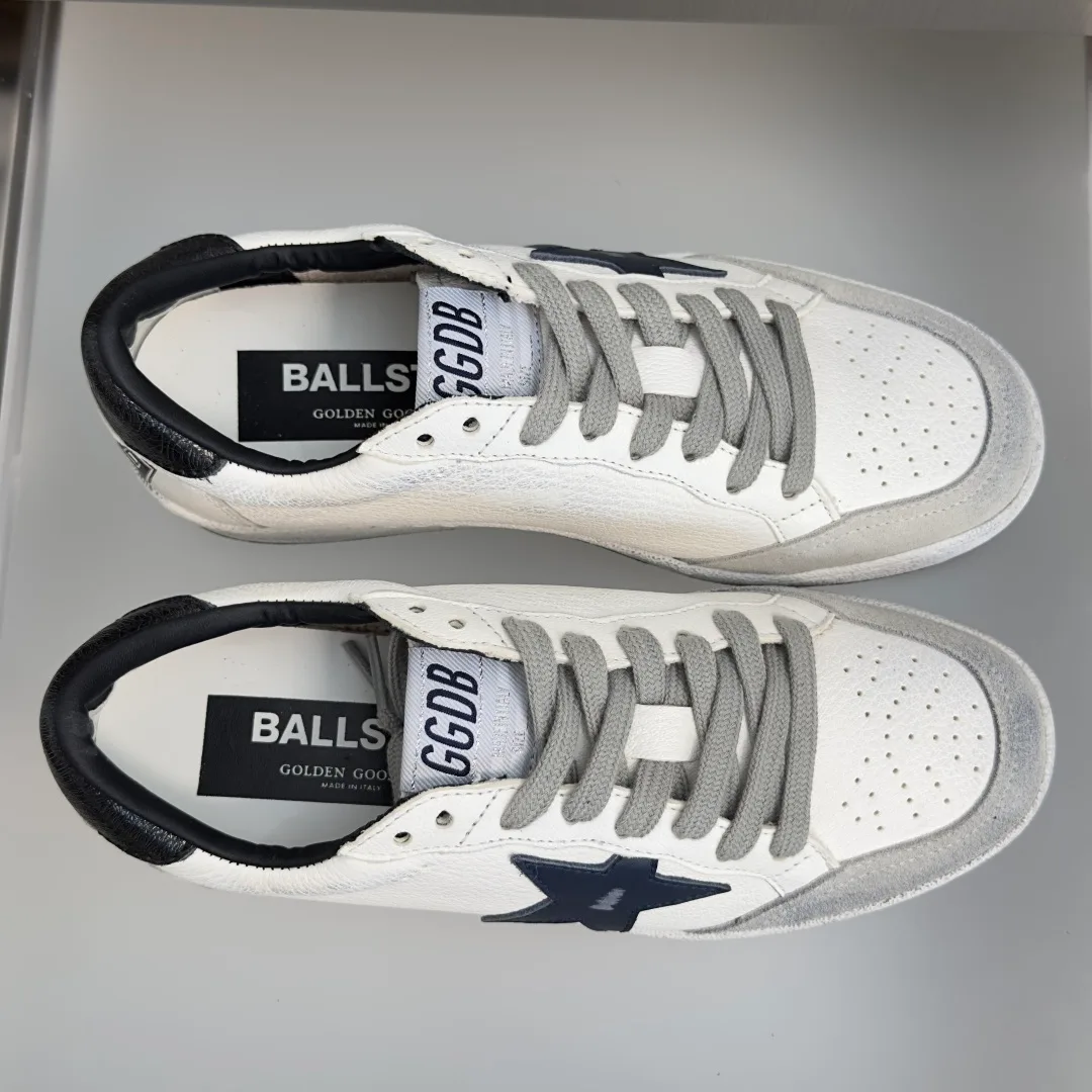 Golden Goose Cowhide Ball Star Sneakers in White · view 3