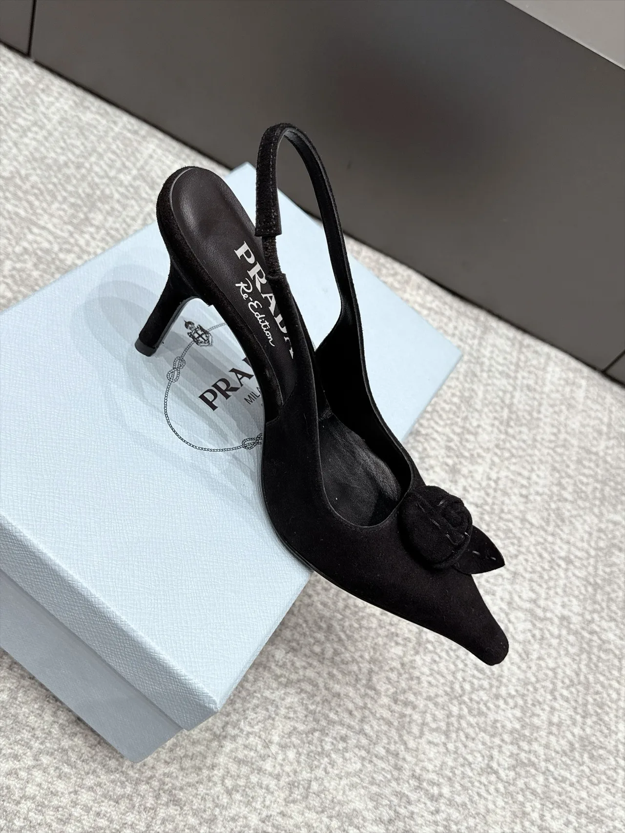 Prada Pointed Slingback Pumps in Black · view 5