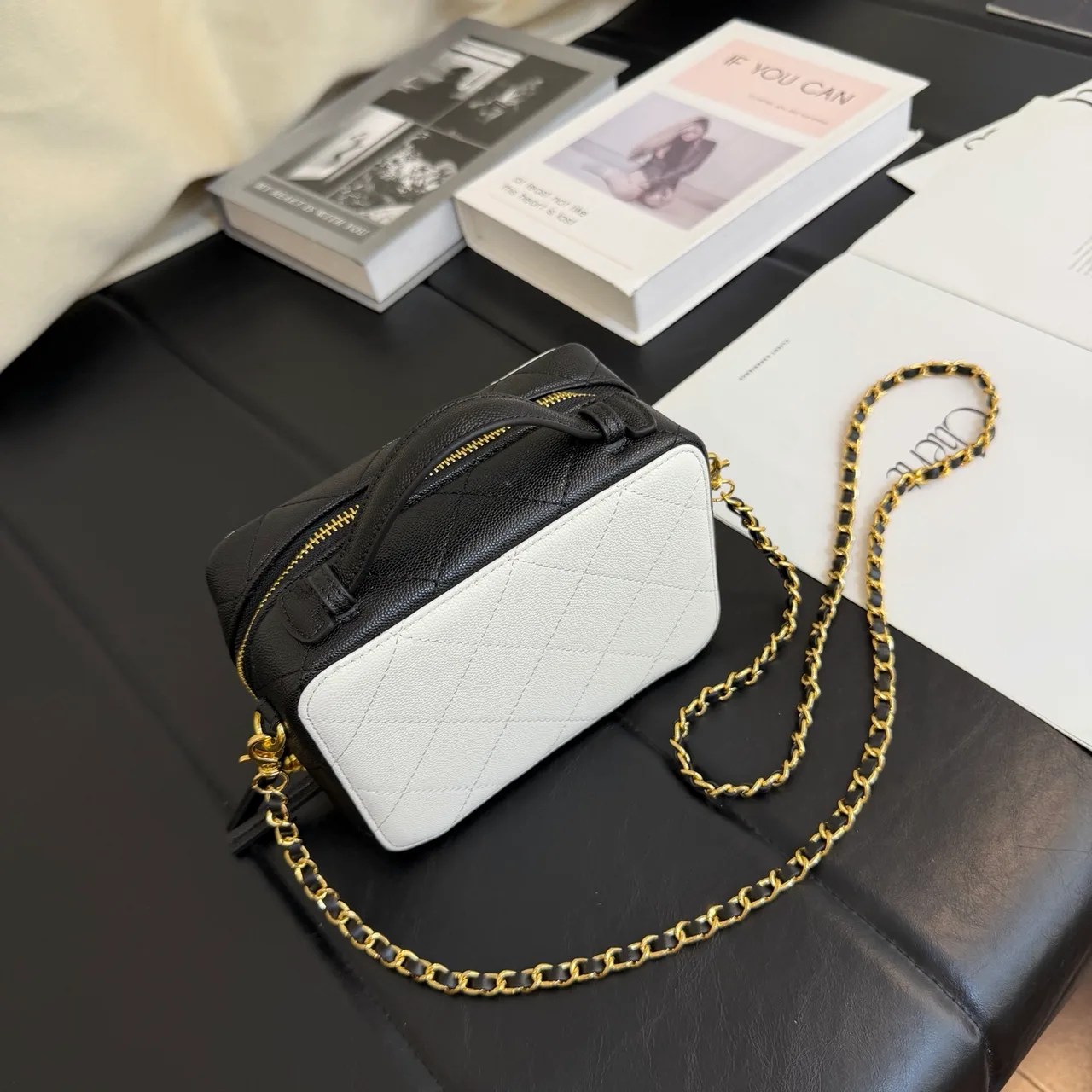 Chanel Quilted Box Shoulder Bag in White · view 3
