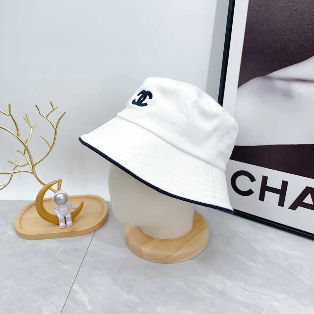 Chanel Bucket Hat in White & Blue & Black · view 5