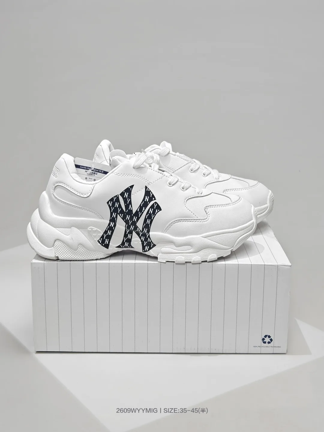 NY and LA Letter Chunky Sneakers in White & Black · view 2