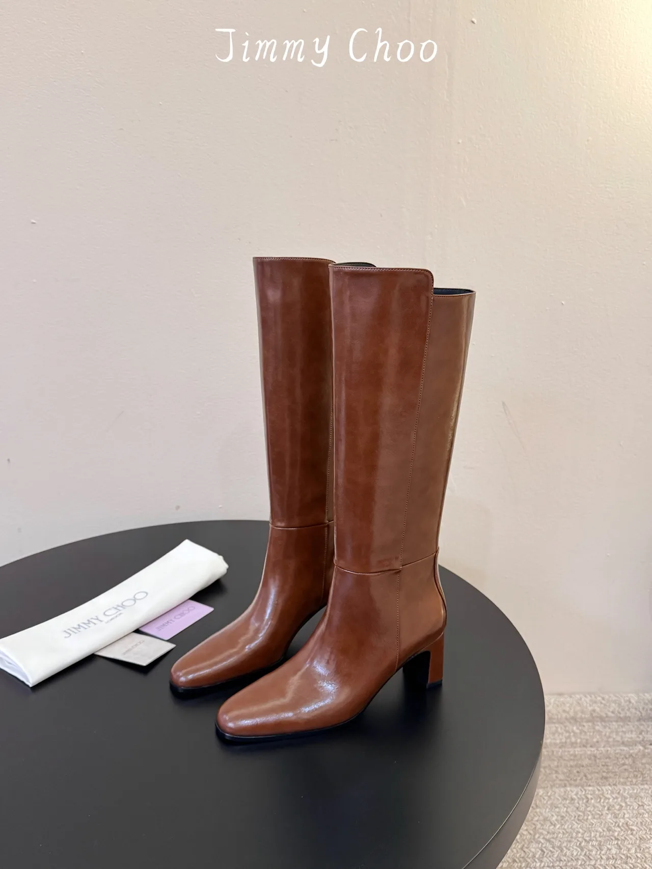 Jimmy Choo Cowhide Knee-High Boots in Brown · view 5
