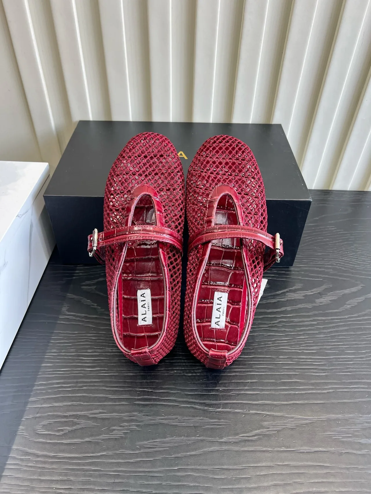 Alaia Sheepskin Ballet Flats in Red · view 4