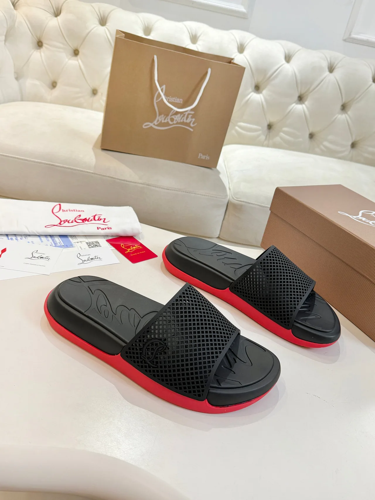 Christian Louboutin Smooth Slides in Black · view 2