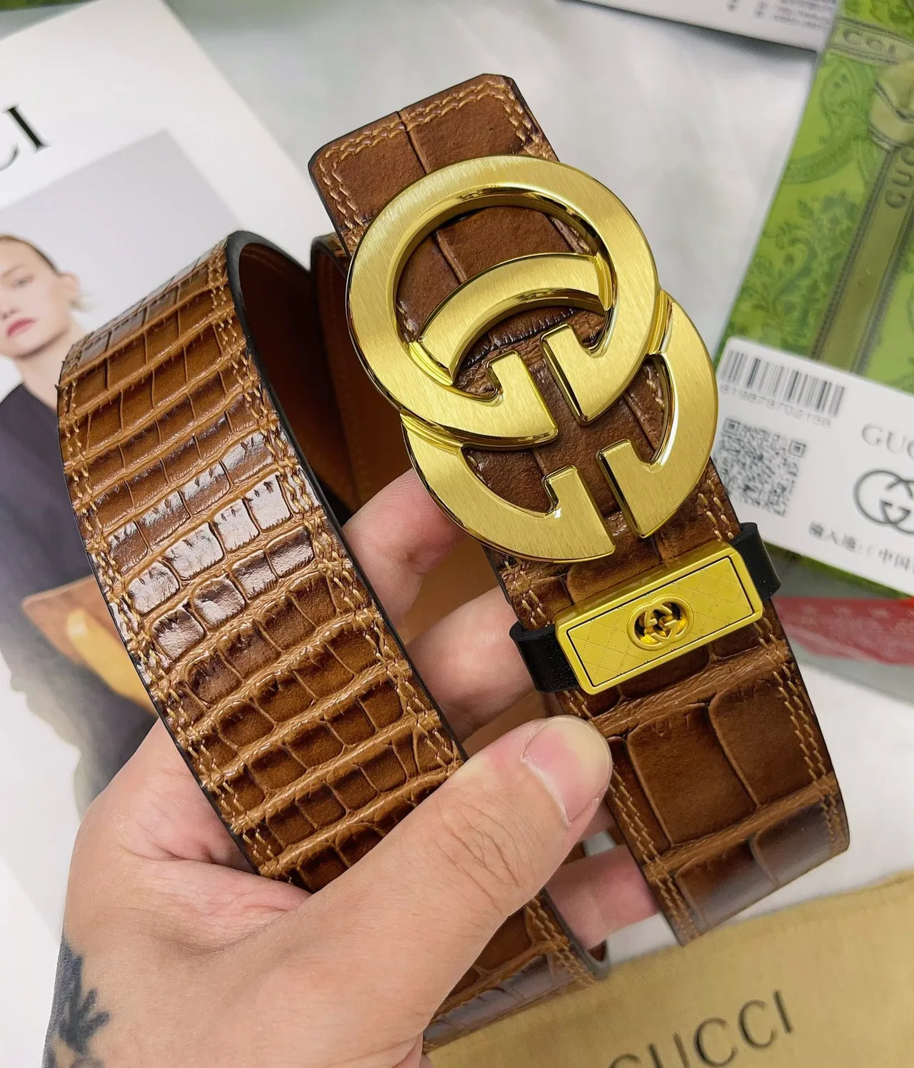 Gucci Cowhide Belt in Brown · view 5