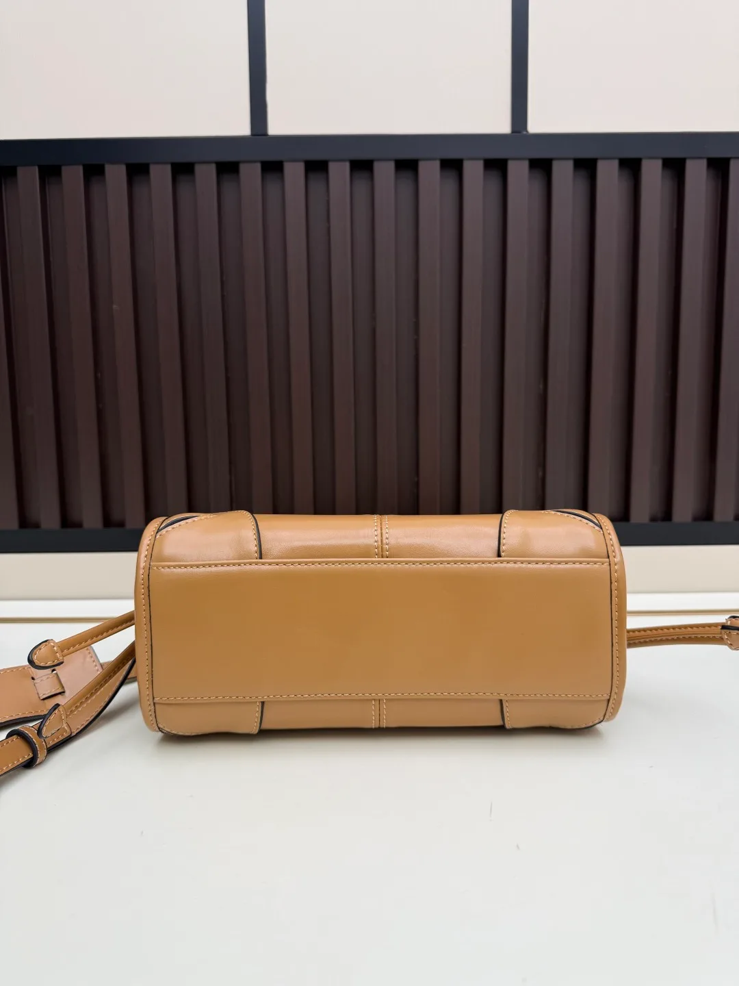 Prada Calfskin Top-Handle Bag in Tan · view 5