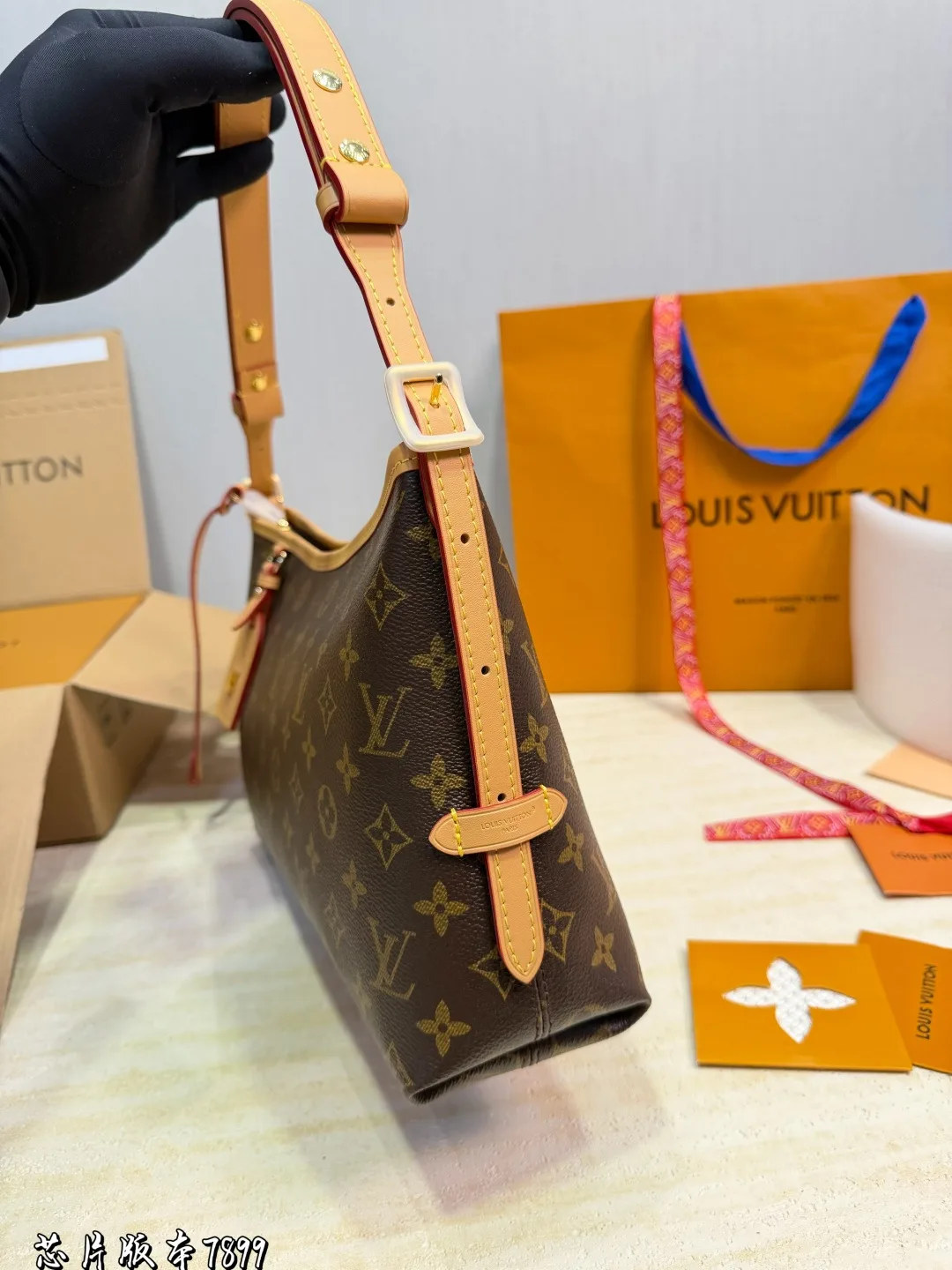 Louis Vuitton Cowhide Canvas Carryall Shoulder Bag in Brown · view 6