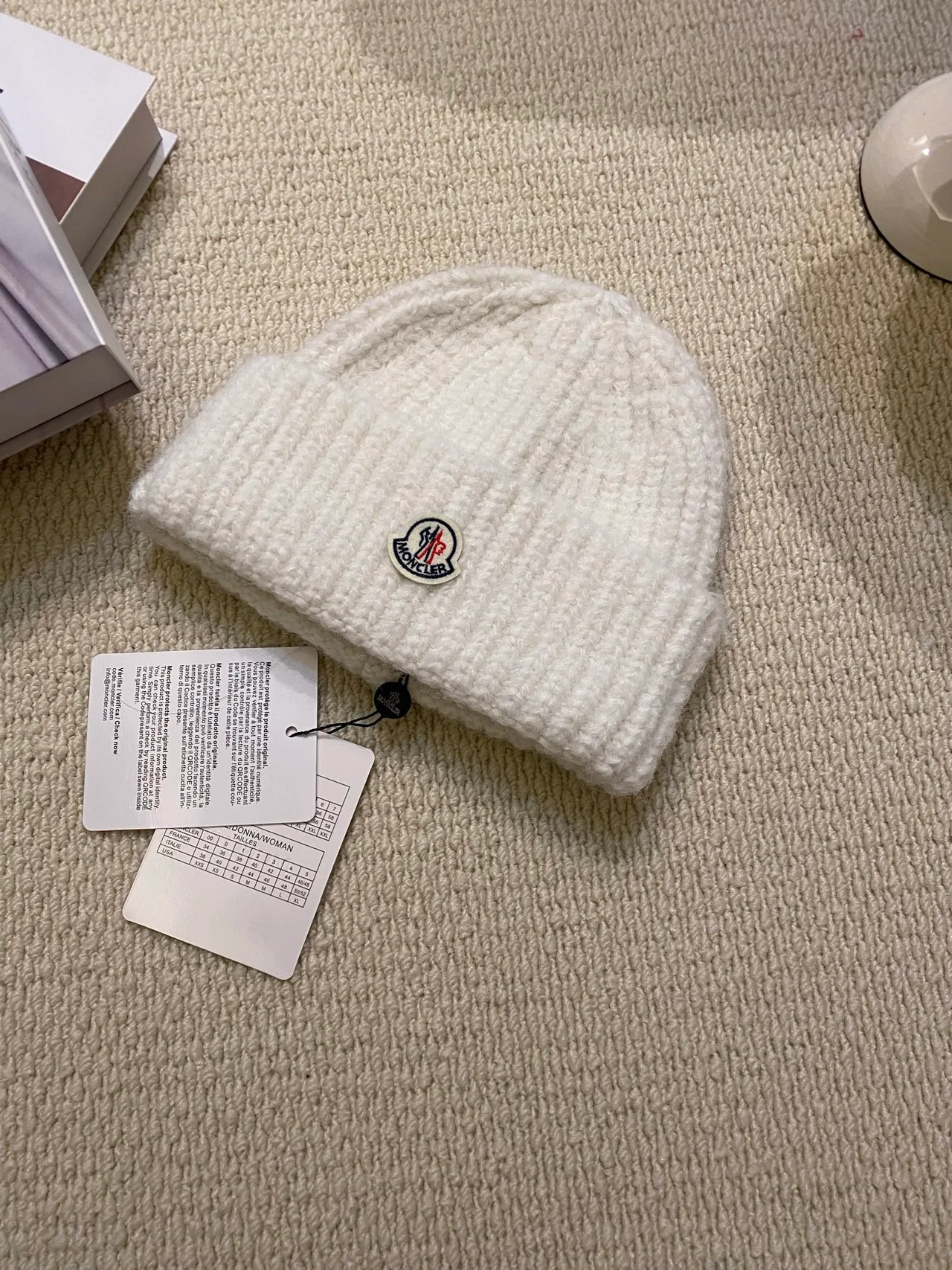 Moncler Beanie in White & Black & Beige & Grey & Brown · view 1