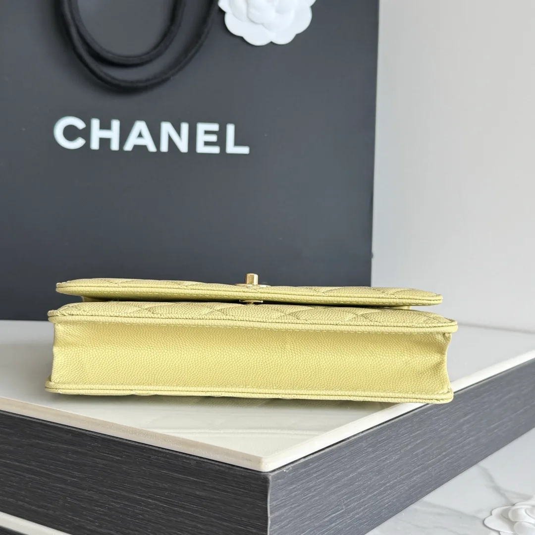 Chanel Calfskin Quilted Clutch in Yellow · view 5