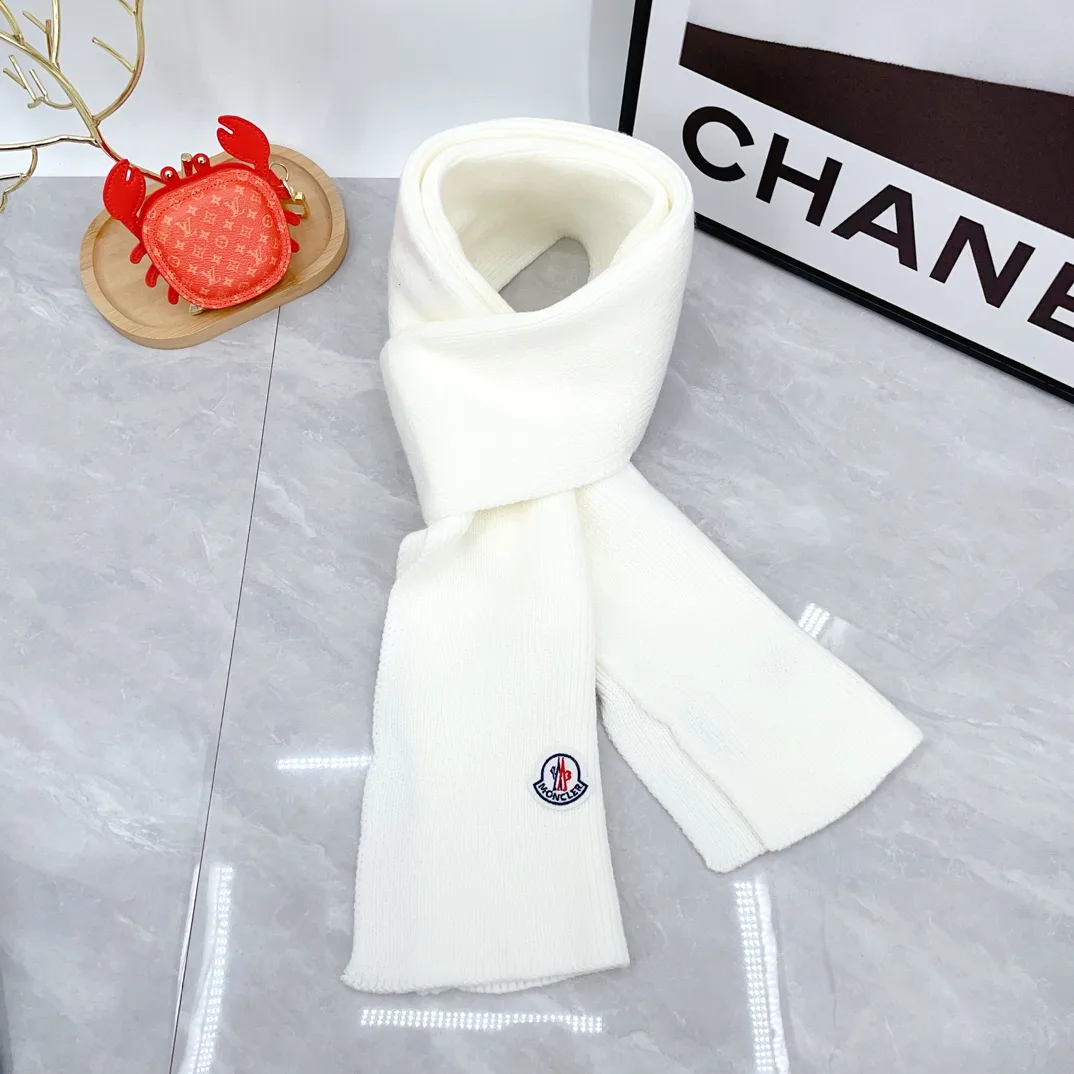 Moncler Wool Ribbed Beanie and Scarf Set in White · view 2