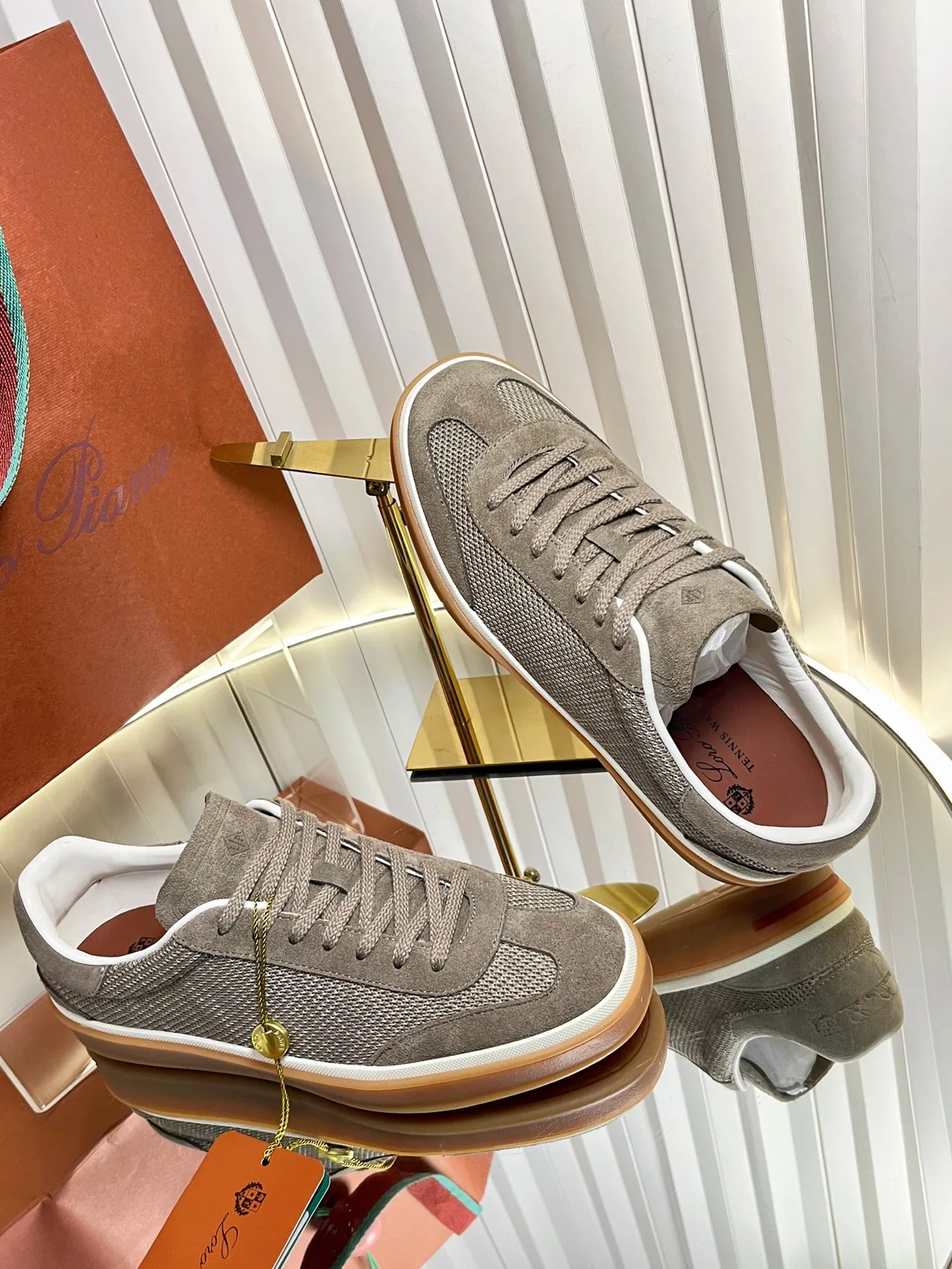 Loro Piana Cashmere Low-Top Sneakers in Grey · view 6