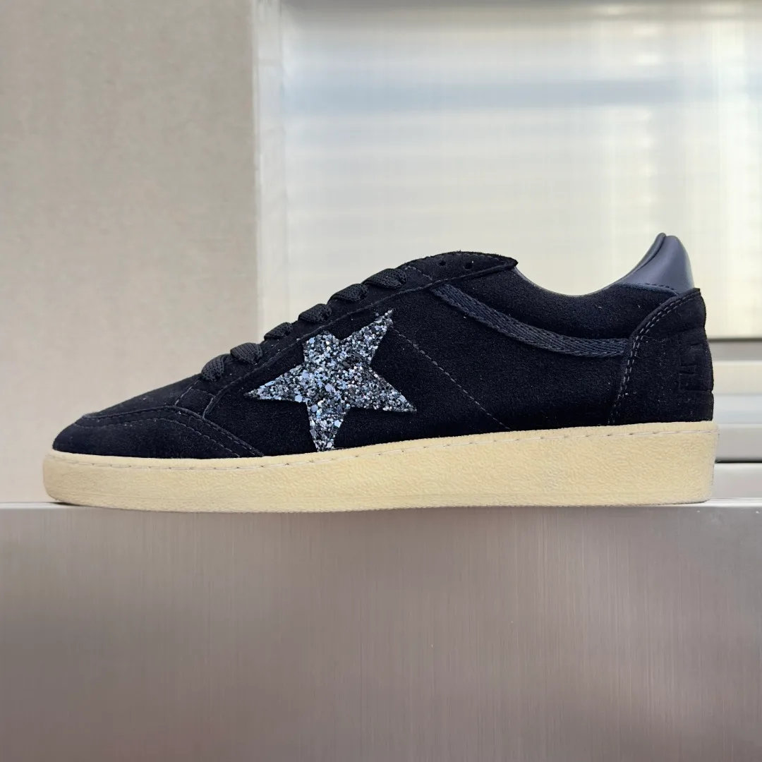 Golden Goose Cowhide Suede-Look Ball Star Sneakers in Blue · view 2