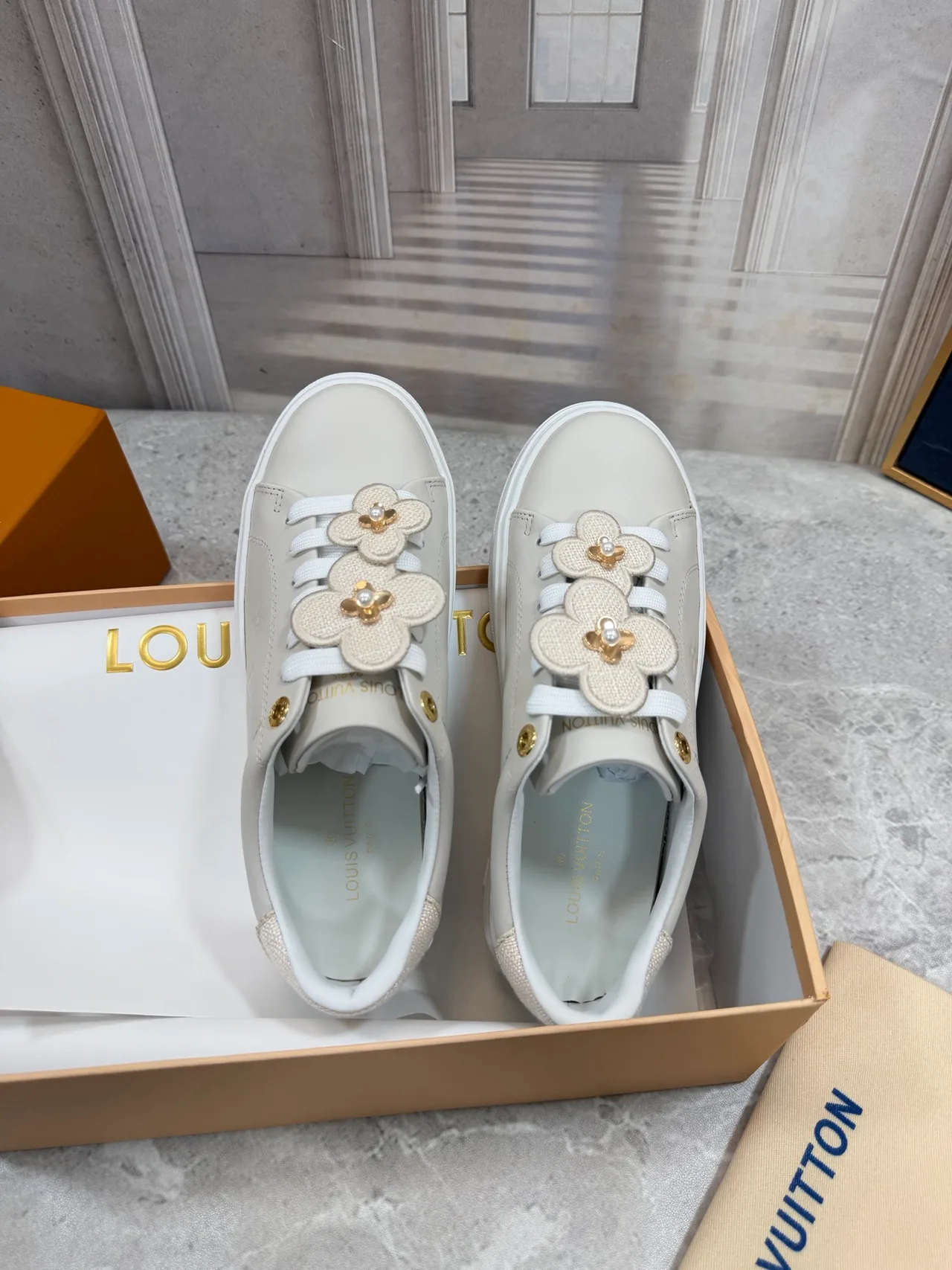 Louis Vuitton Smooth Sneakers in Grey · view 2