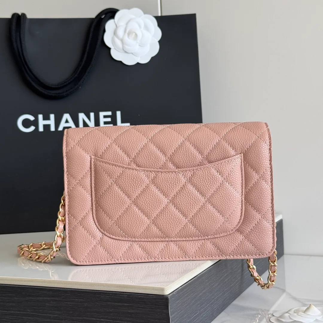Chanel Calfskin Quilted Clutch in Pink · view 3