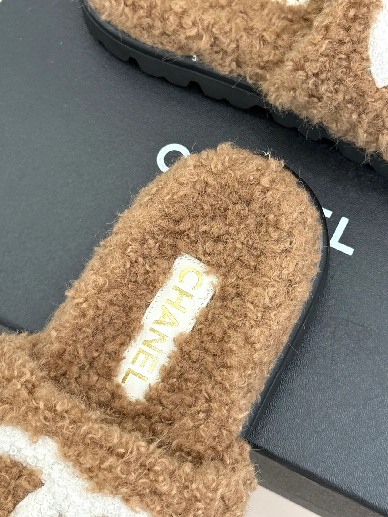 Chanel Denim Slippers in Tan · view 8