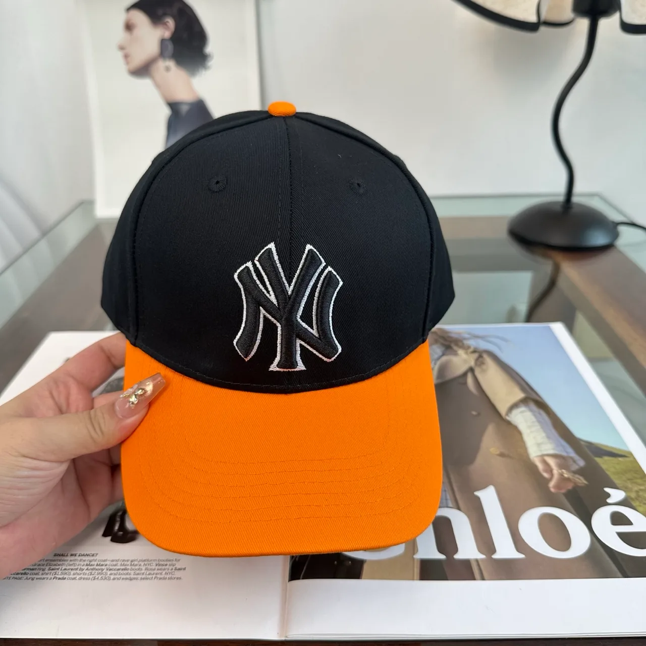 NY Letter Colorblock Baseball Cap in Brown & Black & Grey & Blue · view 5