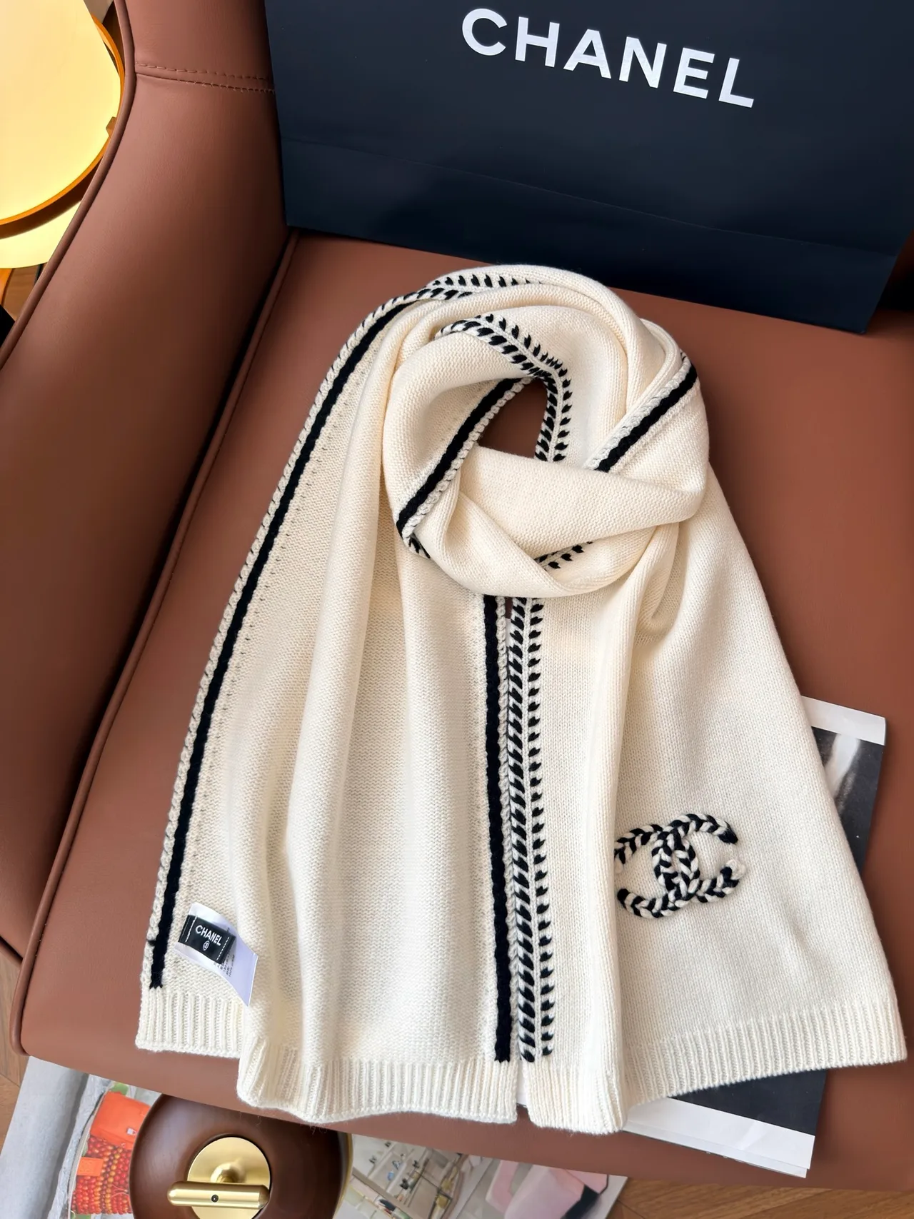 Chanel Scarf in White & Black · view 1