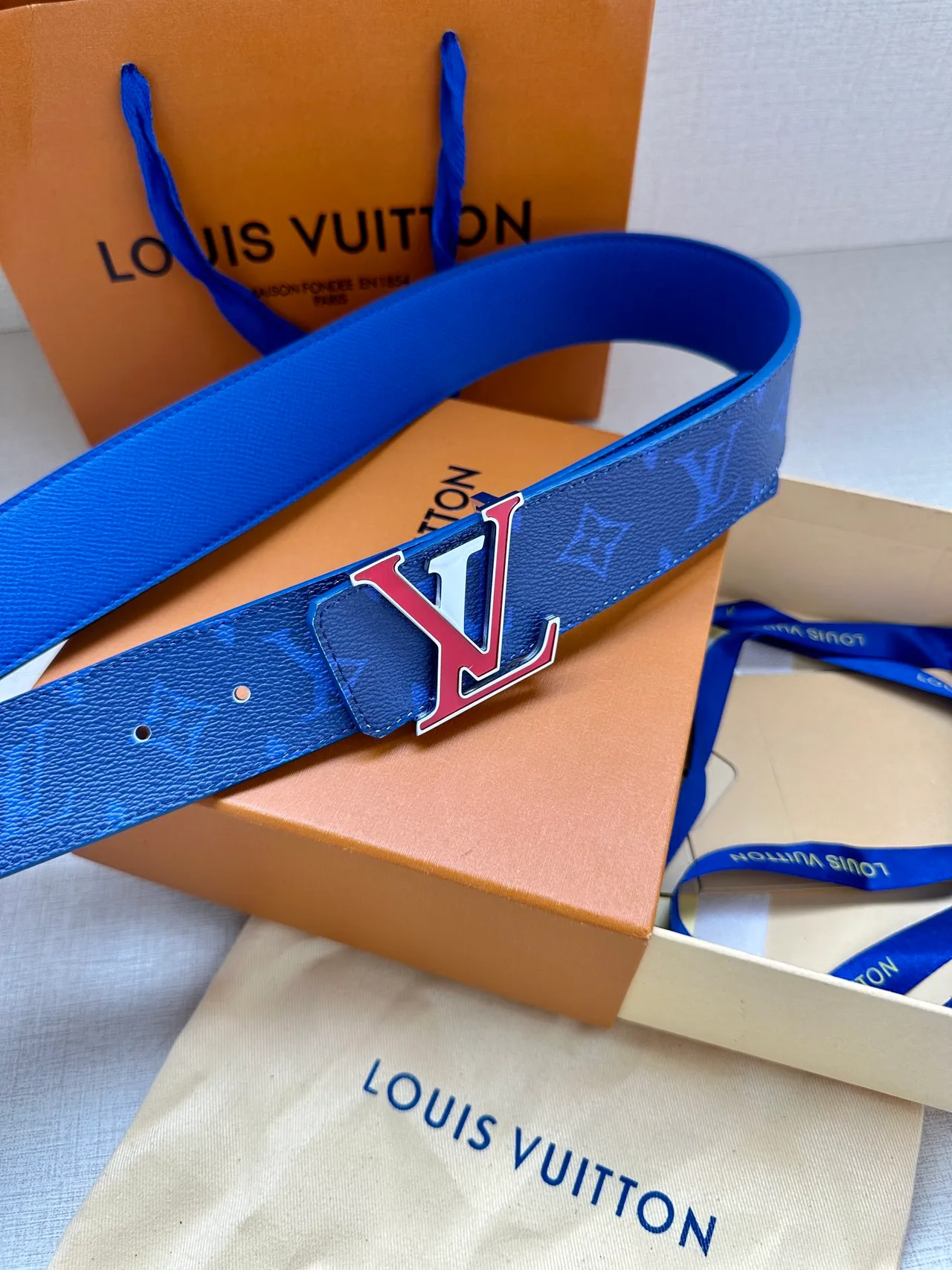 Louis Vuitton Canvas Belt in Blue · view 5