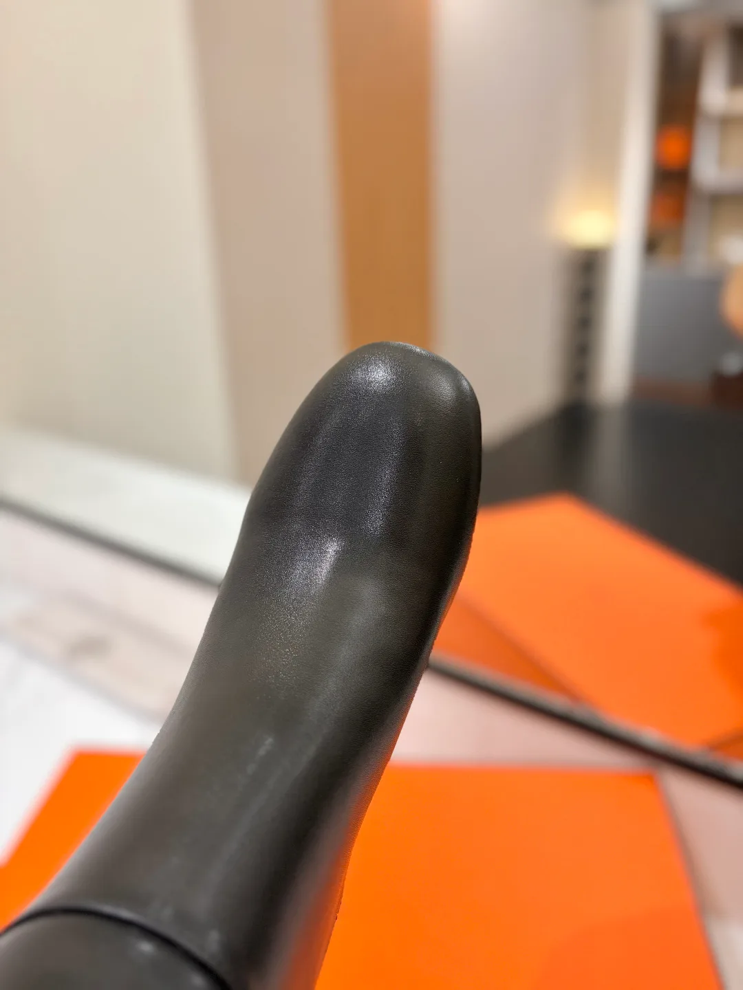 Hermes Cowhide Knee-High Boots in Black · view 8