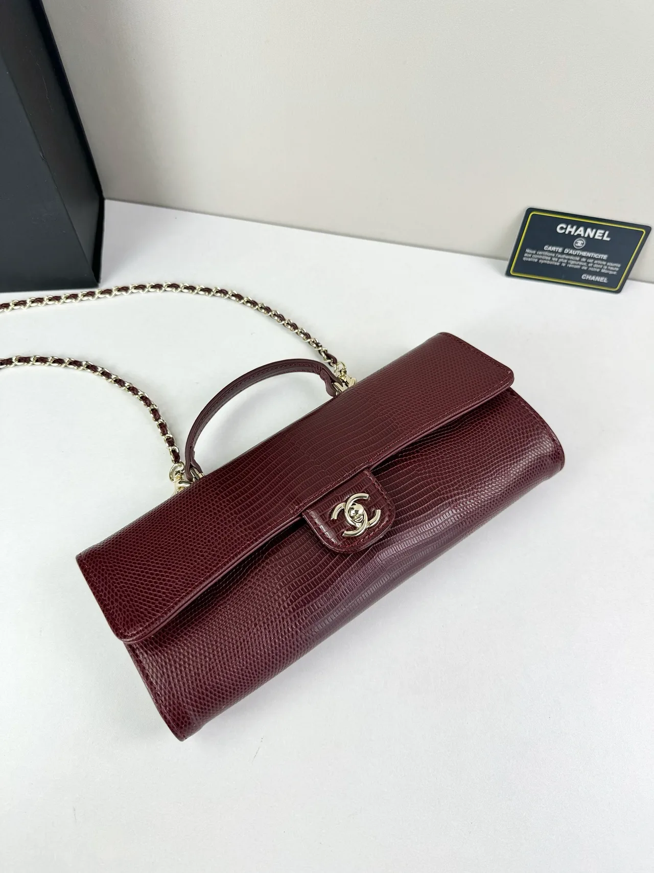 Chanel Baguette Clutch in Burgundy · view 5