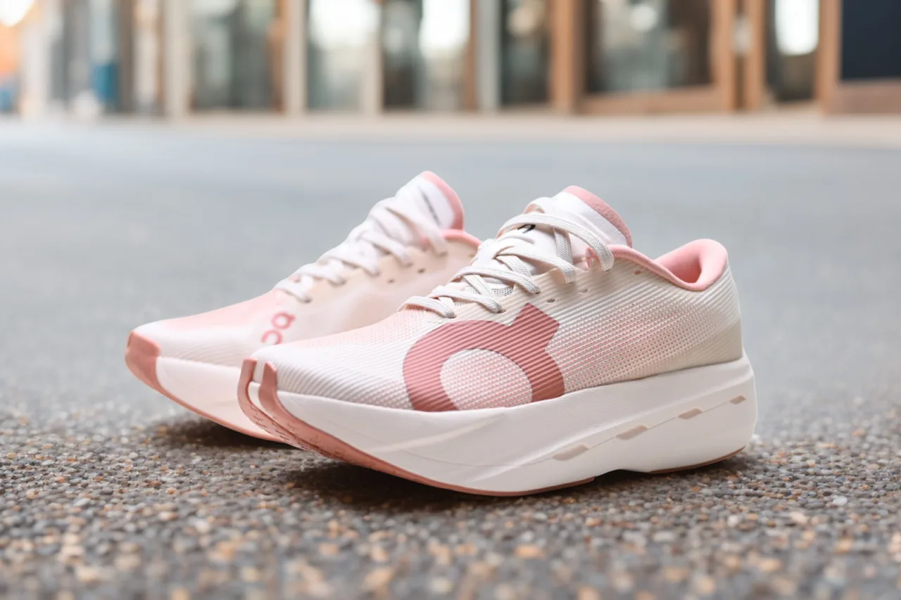 On Mesh-Upper Low-Top Sneakers in Pink · view 3